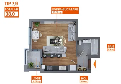 Apartament 1 camera  de vanzare  Dacia, - foto 9