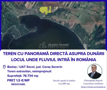 Teren extravilan in Bazias, cu vedere la Dunare - Bazias
