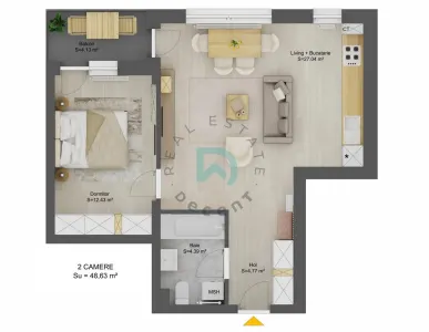 Apartament nou cu 2 camere - 48,63 mp utili - Doamna Stanca, Selimbar - Selimbar