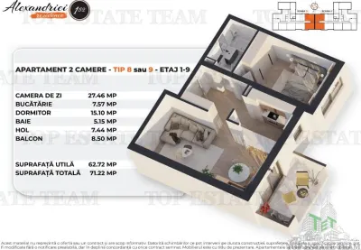Apartament 2 camere cu terasa 8.50 mp, constructie noua cu vedere spre Sud-Est in Rahova, Bucuresti - foto 12