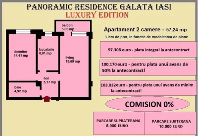 Apartament 2 camere de vanzare in Iasi, Galata, 57,24 mp, bloc nou - foto 2