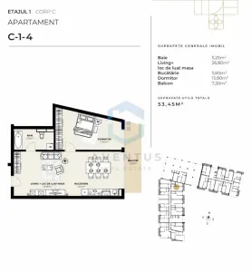 APARTAMENT 2 CAMERE | 53,45 MP + BALCON 7,20 MP | ETAJ 1 | SDC COSAȘILOR | CLUJ-NAPOCA - foto 4