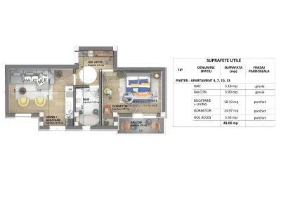 Ap.2 camere, OP, 48 mp, Bucium-Visan, 0% comision - foto 2