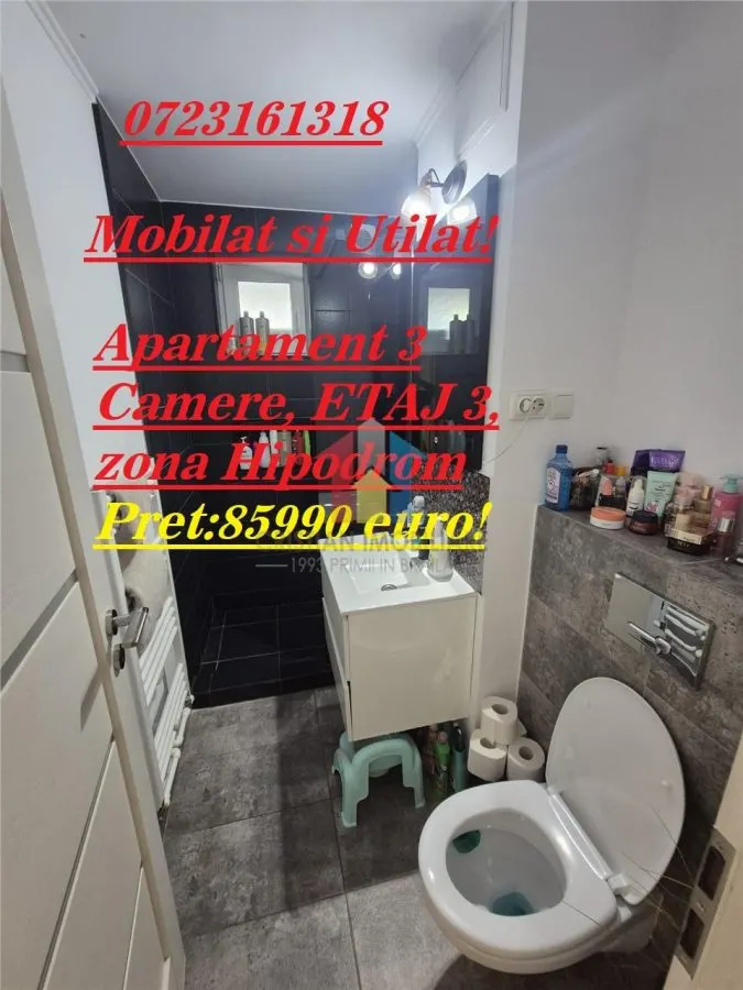 Vezi Video! MOBILAT si UTILAT! RENOVAT 2020! Ap 3 camere, ETAJ 3, zona Hipodrom - foto 1