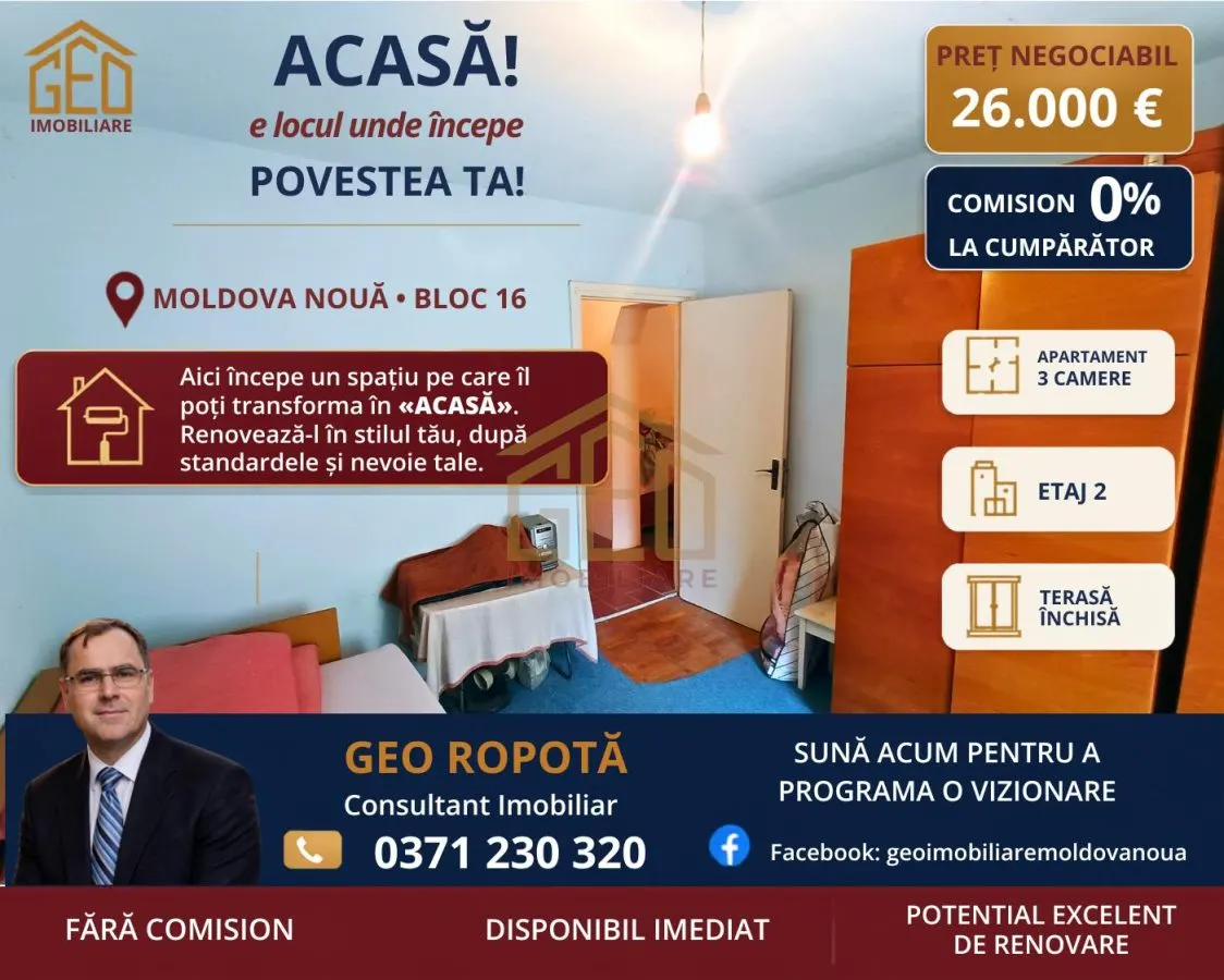 Apartament 3 camere etaj 2 in Moldova Noua - foto 1