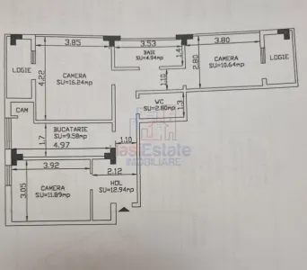 Apartament 3 camere zona Podul de Fier - Iasi