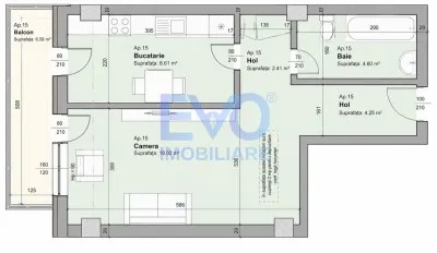 Apartament cu 1 camera, 44,47 mp, decomandat, bloc nou, zona Galata - foto 2