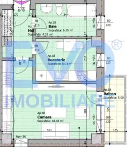 Apartament cu 1 camera, 42,05 mp, geam la baie, bloc nou, zona Galata - foto 2