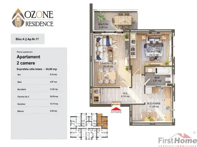 Apartament 2 camere, etaj 1,65mp utili de vanzare in complex Ozone City - foto 13