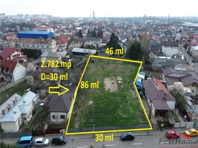 Teren Focsani-CENTRU, 2.782 mp, D=30 ml, comision 0% - Focsani