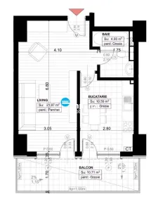 Apartament cu doua camere (open space), Royal Town Copou(finalizat) - foto 9