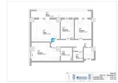 Avans 20%!  Apartamente noi - 3 camere 2 bai, de la Dezvoltator! - foto 12