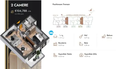 Apartament 2 camere,61.64 mp,bloc nou,zona Nicolina Selgros - foto 2