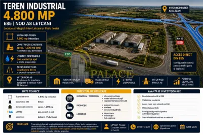 Teren 4800 mp , industrial Letcani,  cu acces in E85 - foto 1