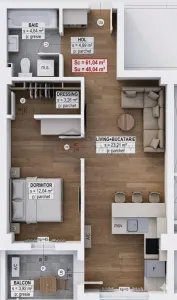 Comision 0! Apartament 2 camere | 48.04 mp | Etaj 2 | 2c-7747 - Suceava