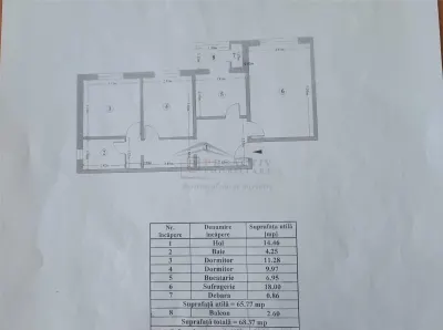 Apartament 3 camere | Obcini | 68.37 mp | Etaj 2 | 3c-4678 - foto 12