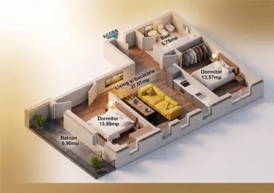 Proiect bloc nou | 3 camere | Centru | 3c-4677 - foto 1