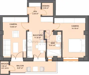 Apartament de vanzare in Sibiu - 2 camere, etaj 1, decomandat, cu balcon, Dna Stanca - foto 2