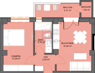 Apartament de vanzare in Sibiu - 2 camere, etaj 1, cu balcon si loc de parcare subteran, Dna Stanca - foto 2