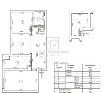 Apartament de vanzare in Sibiu - 3 camere, decomandat, cu pivnita, Str. Rusciorului - foto 2