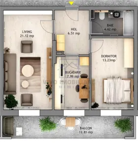 Apartament de vanzare in Sibiu - 2 camere, decomandat, balcon 12.90 mp, bloc nou cu lift, zona Dna Stanca - foto 2