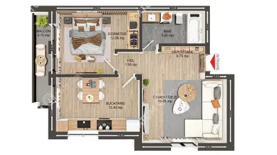 De vanzare apartament cu 2 camere la etajul 1 in Selimbar - foto 5