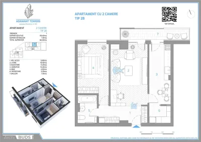 Apartament premium cu 2 camere | Adamant Tower - Rond CUG (peste drum de Selgros) - Comision 0% - foto 15