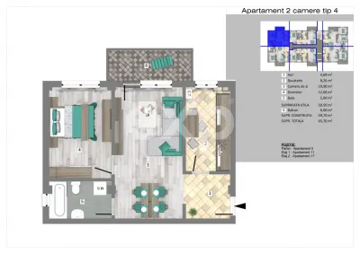 Apartament 2 camere in Trivale | Bloc Nou | mobilat si utilat - foto 10