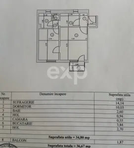 Apartament 2 camere decomandat, etaj 3, mobilat și utilat - foto 7