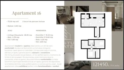 Apartament cu 3 camere tip penthouse, zona Planetelor - Giroc