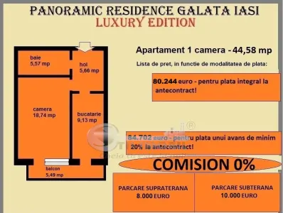 Apartament decomandat de vanzare in Iasi, Galata, 44,58 mp, bloc nou - foto 2